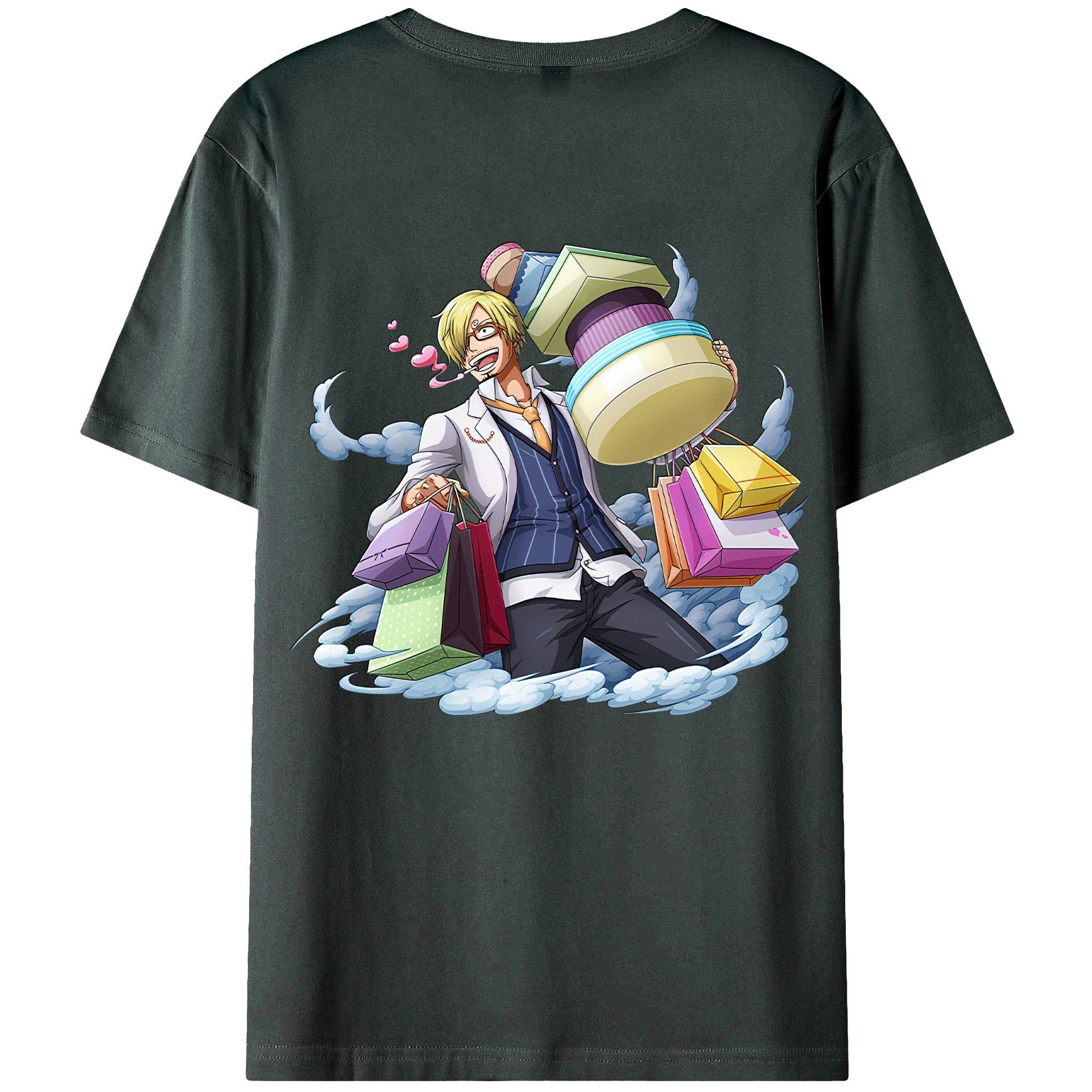 （画像用） ワンピース サンジ ONE PIECE Sanji 綿100％ メンズ半袖Tシャツ（バックプリント） 通気性
